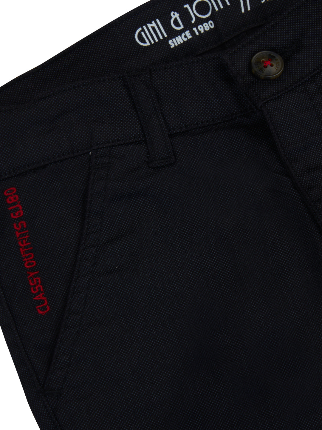 Boys Black Solid Twill Elasticated Trouser