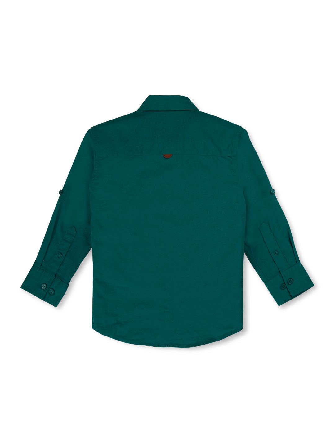 Gini and Jony Boys Green Solid Cotton Shirt Full Sleeves