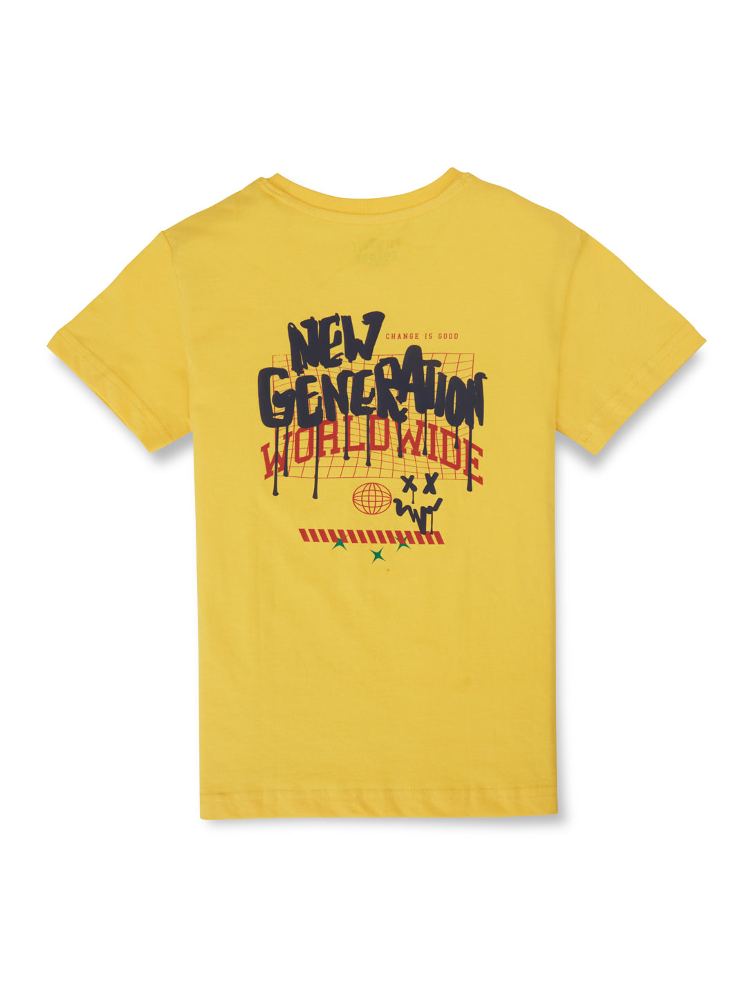 Gini and Jony Boys Yellow Graphic Print Cotton T-Shirt Half Sleeves