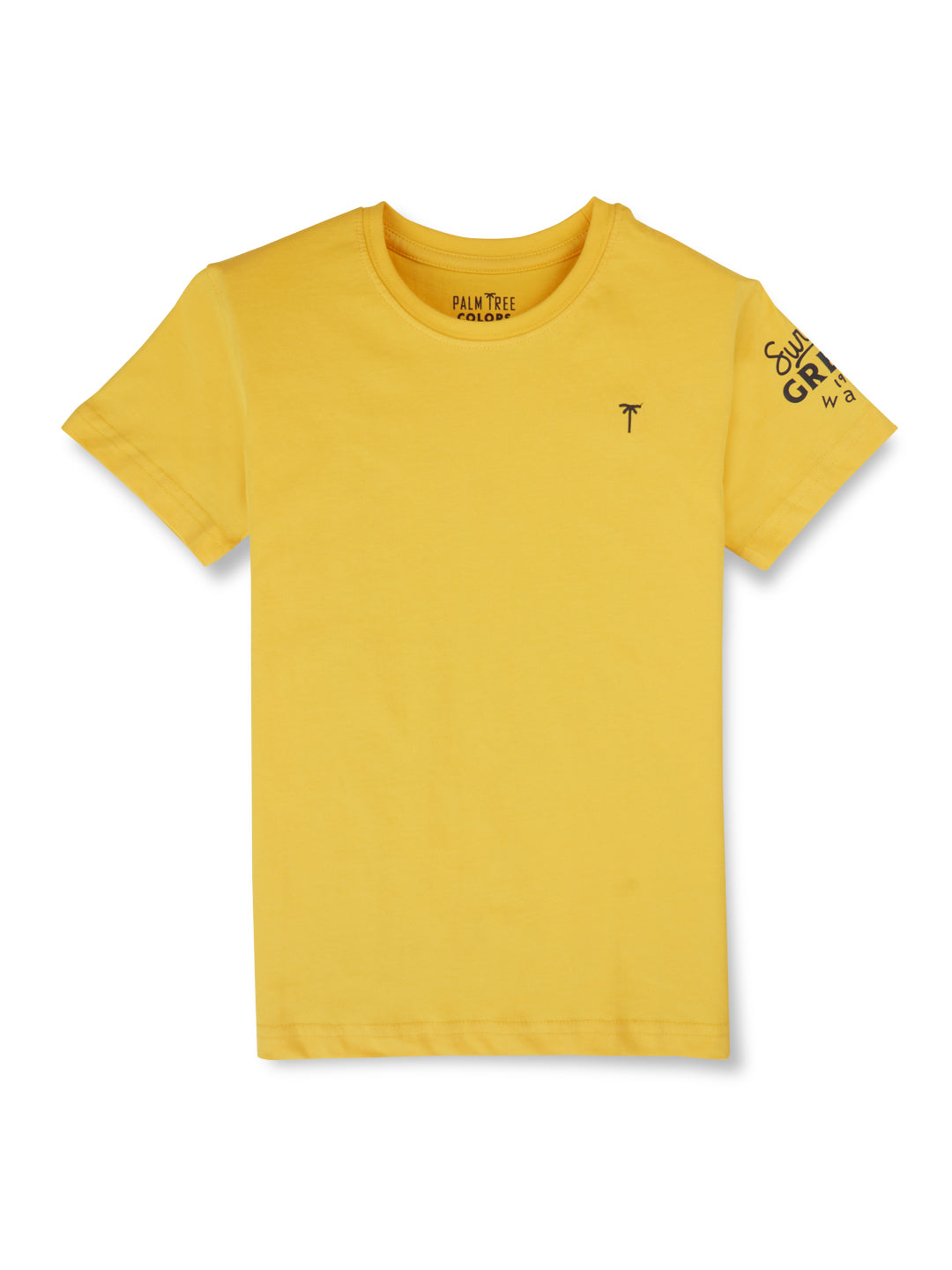 Boys Yellow Printed Cotton T-SHIRT HALF SLEEVES