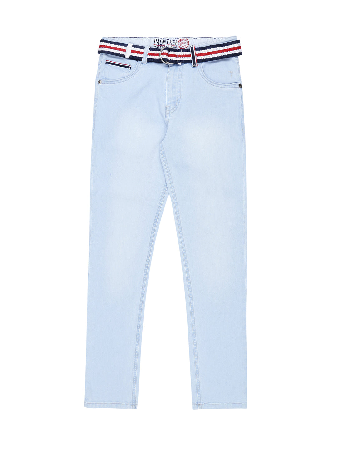 Boys Blue Washed Denim Jeans Fixed Waist