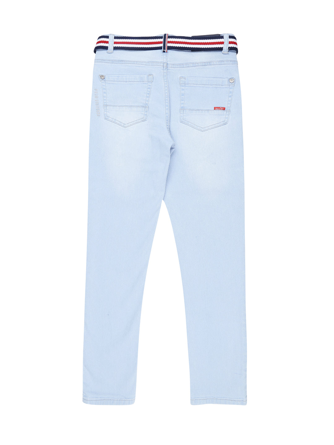 Boys Blue Washed Denim Jeans Fixed Waist
