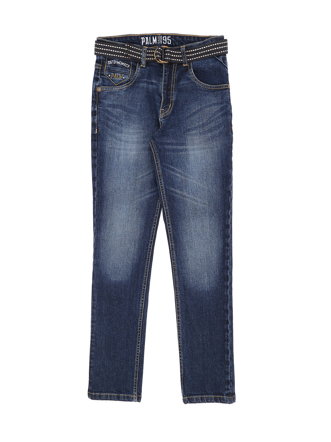 Boys Blue Washed Denim Jeans Fixed Waist