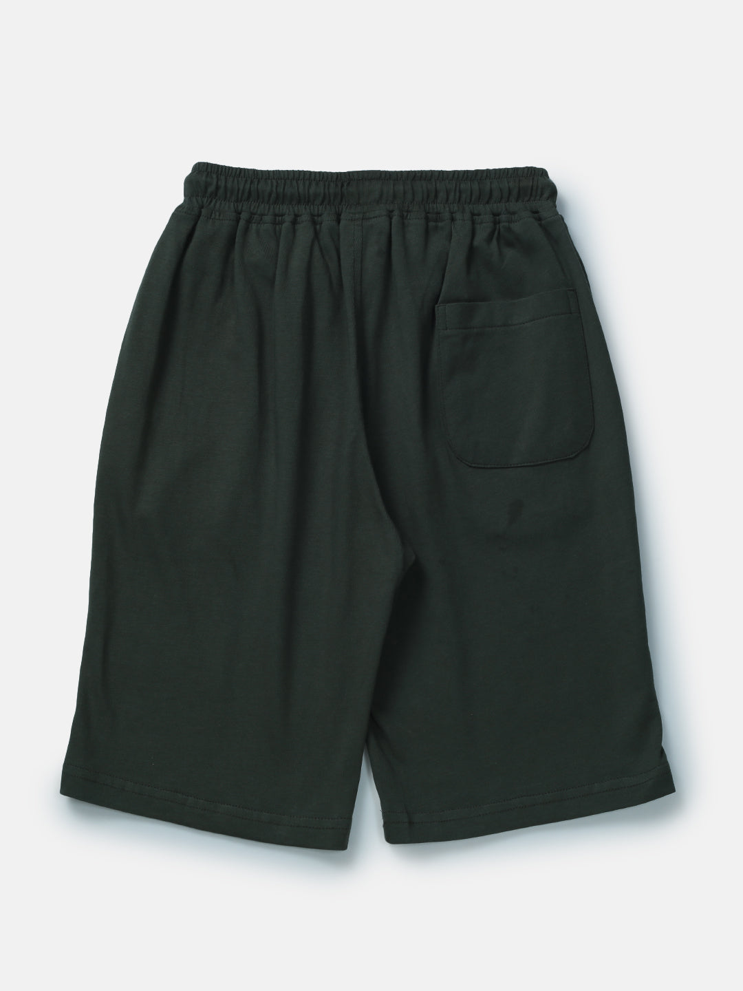 Boys Olive Solid Cotton Bermuda Elasticated