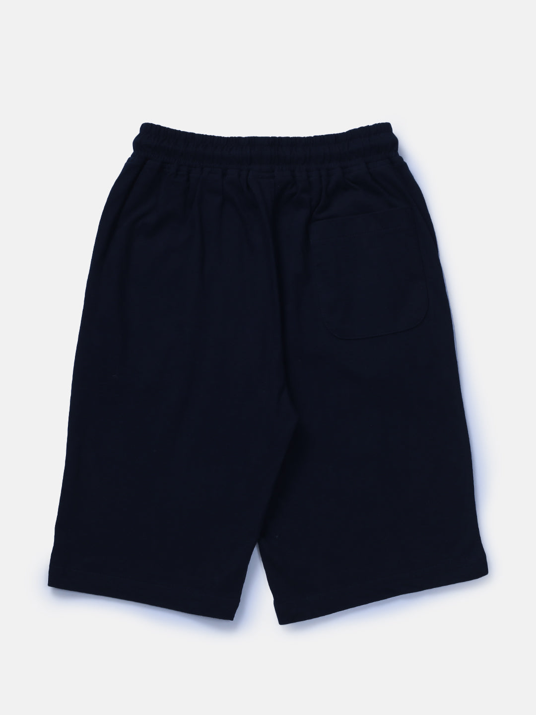 Boys Black Solid Cotton Bermuda Elasticated