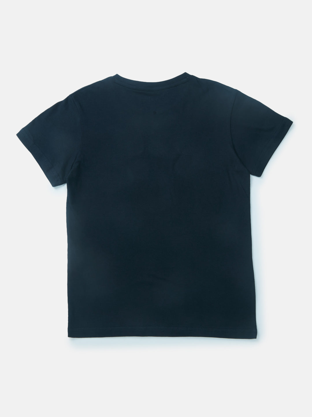 Boys Navy Blue Printed Cotton T-Shirt