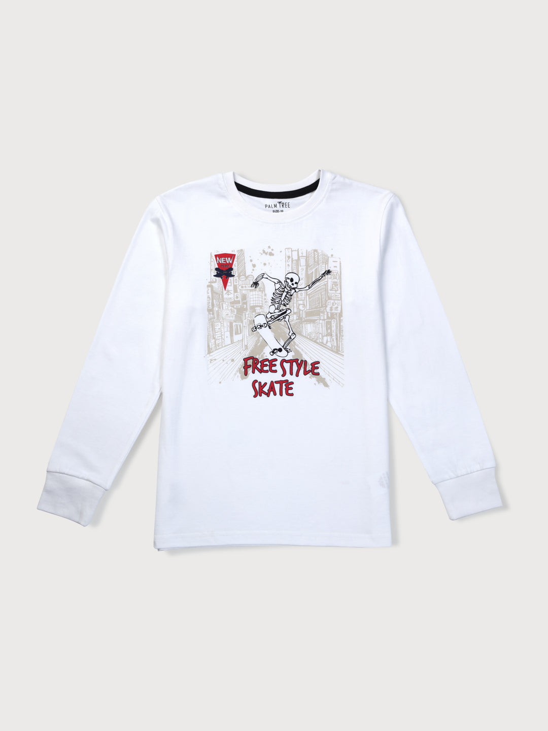 Boys White Printed Knits T-Shirt