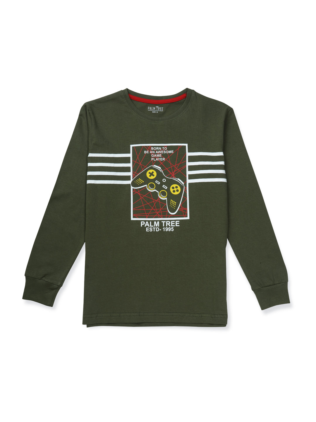 Boys Green Printed Knits T-Shirt