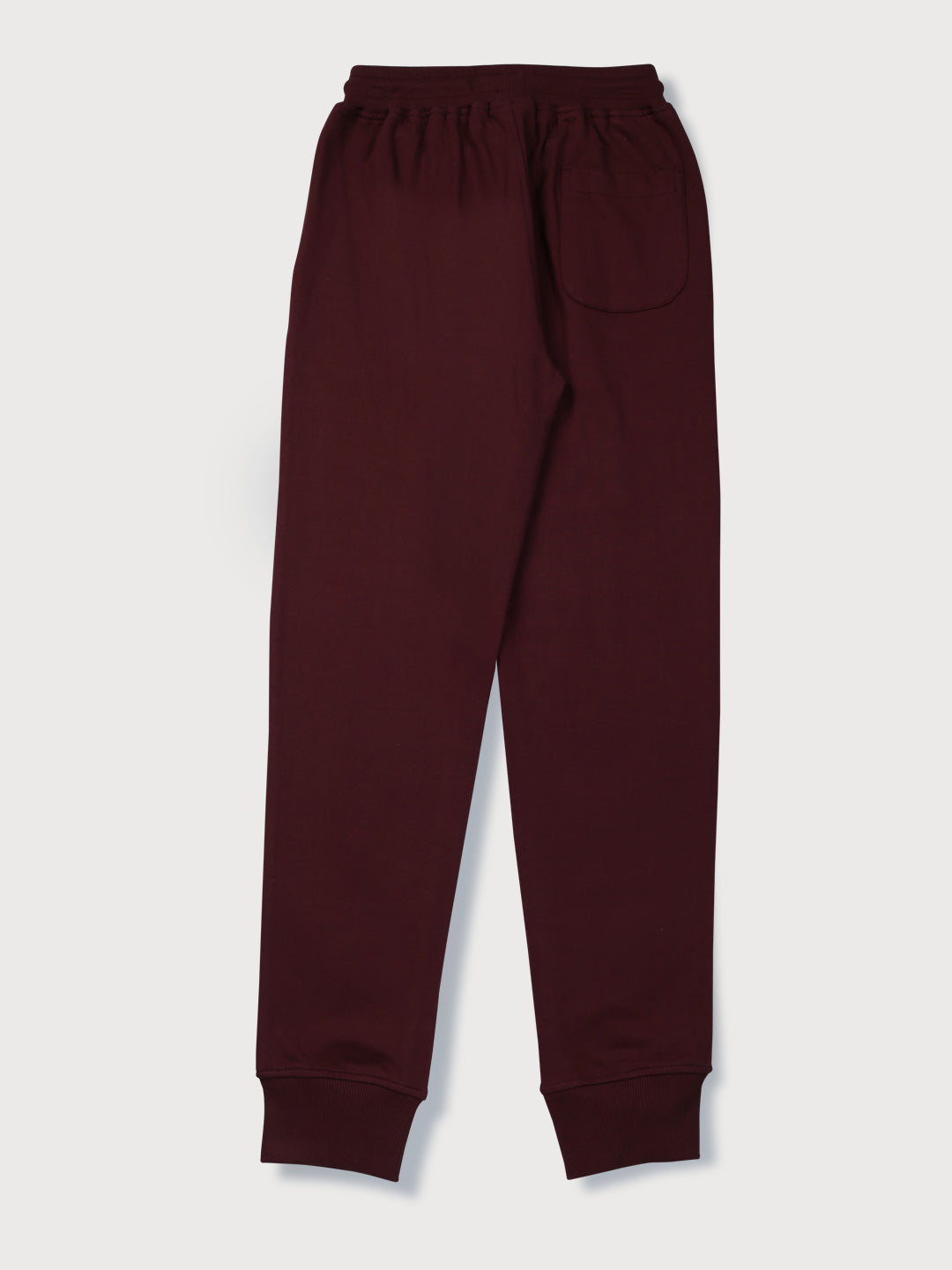 Boys Maroon Cotton Solid Elasticated Track Pant