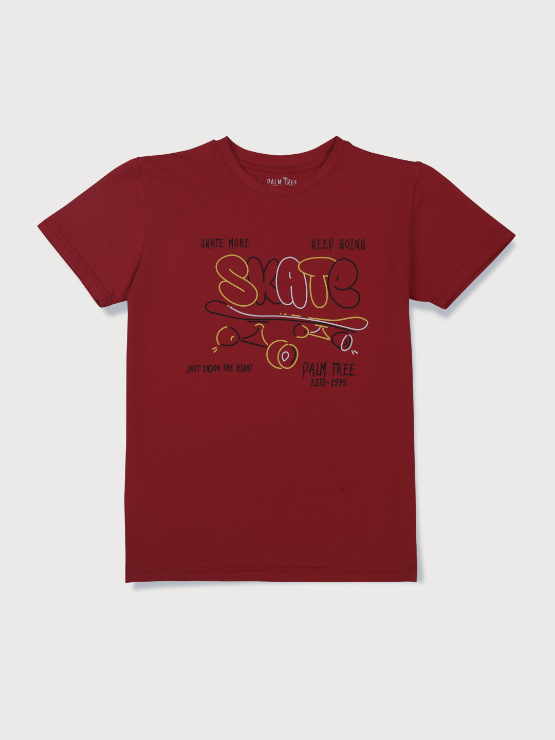 Boys Red Printed Knits T-Shirt