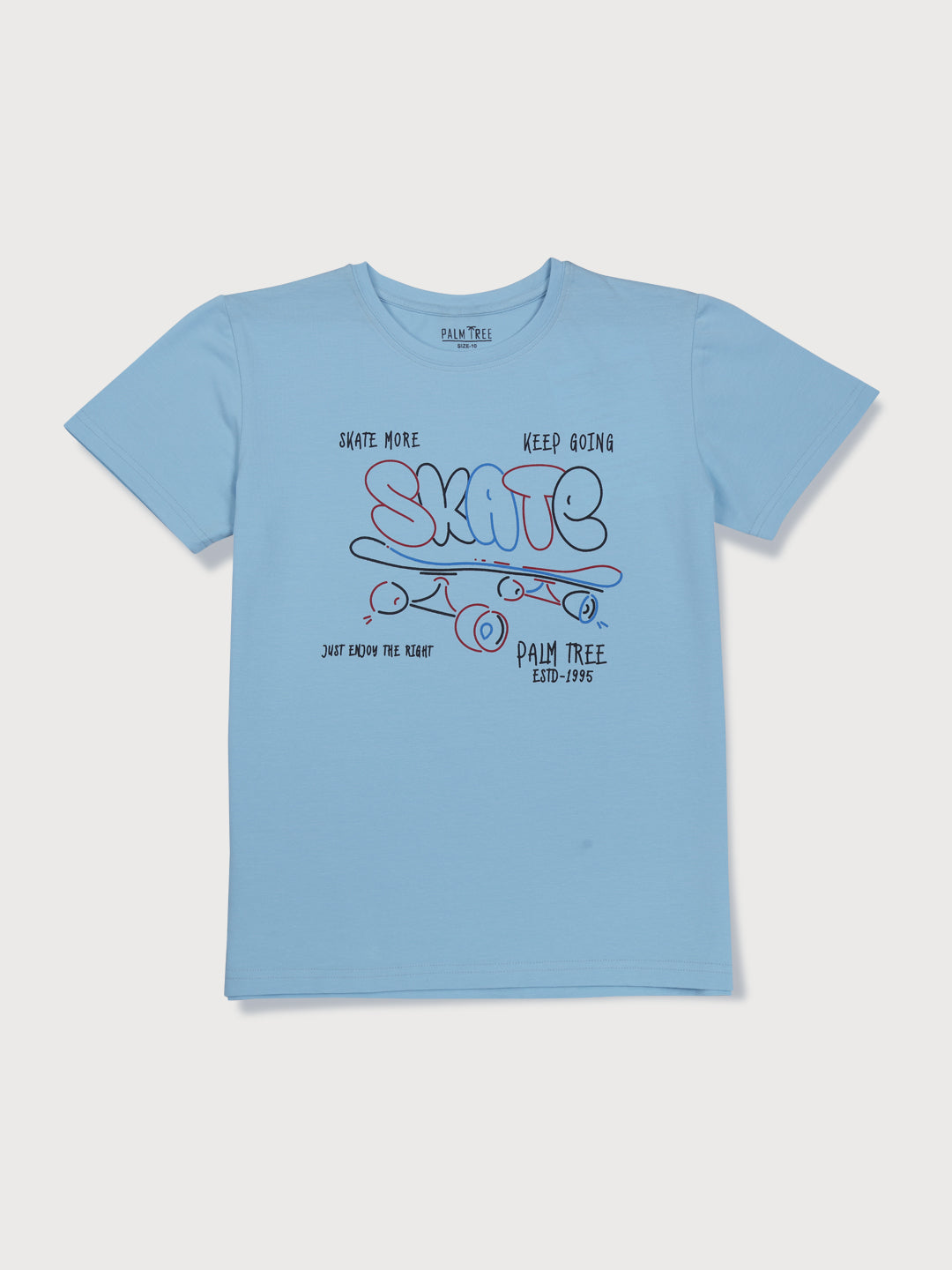 Boys Blue Printed Knits T-Shirt