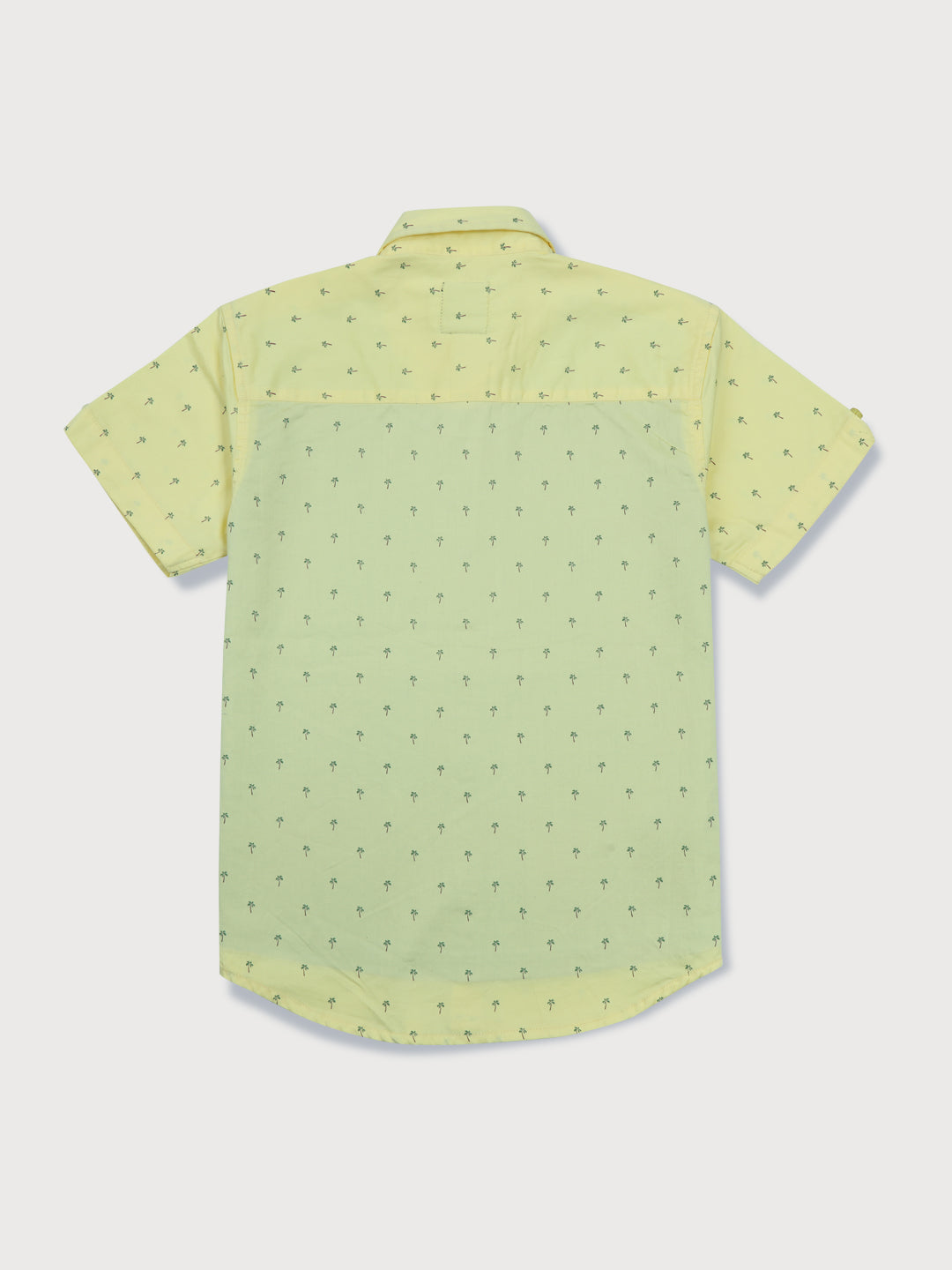 Boys Yellow Printed Cotton Shirt