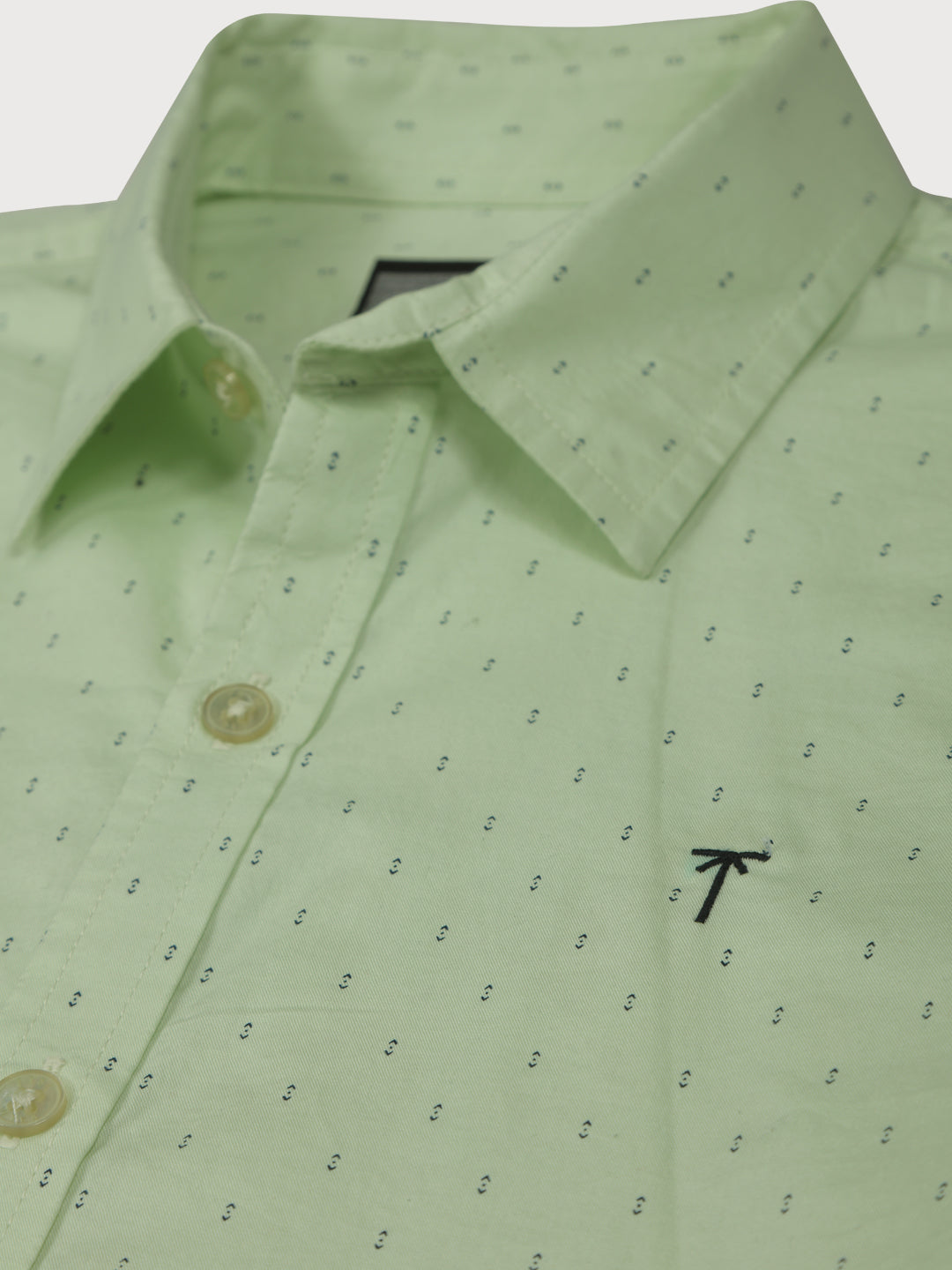 Boys Green Printed Cotton Shirt