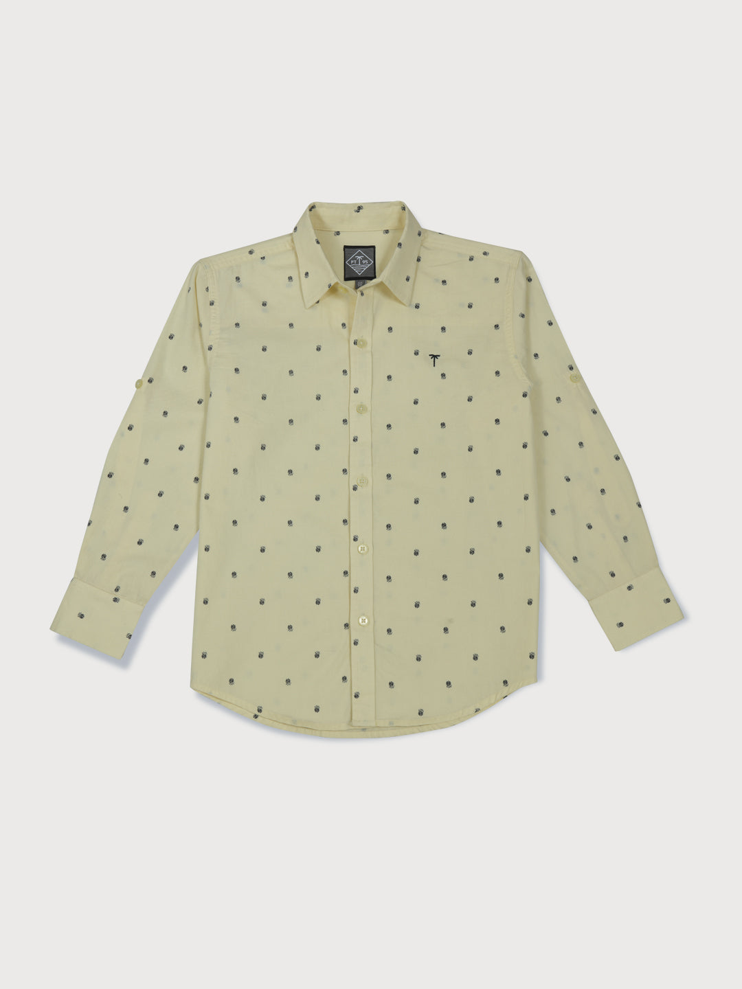 Boys Yellow Printed Cotton Shirt