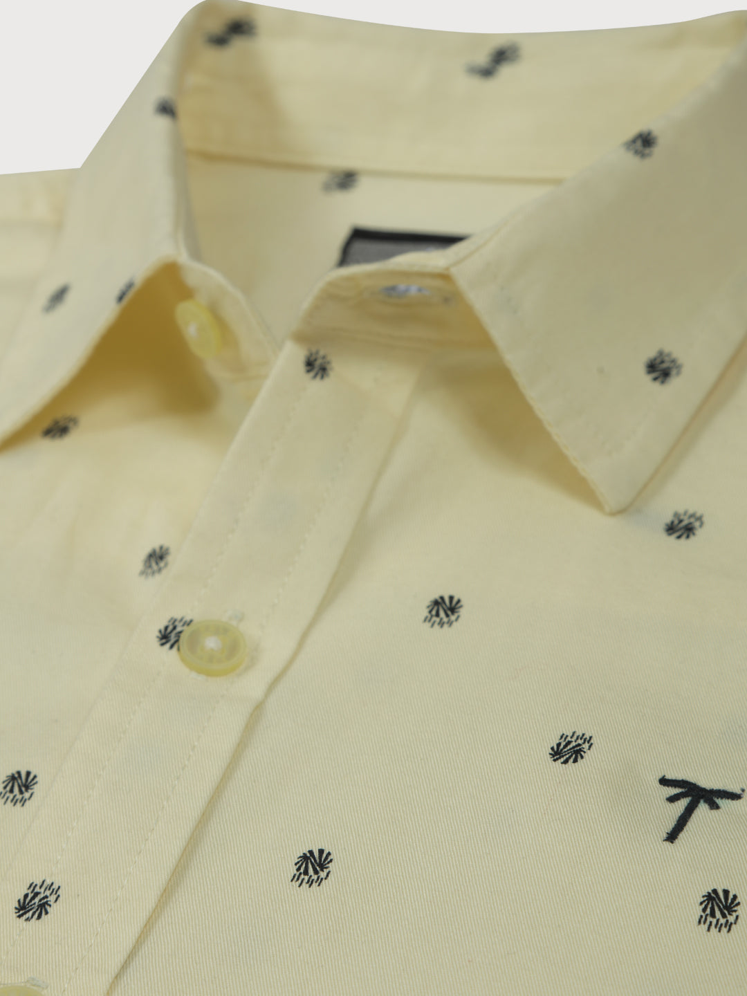 Boys Yellow Printed Cotton Shirt