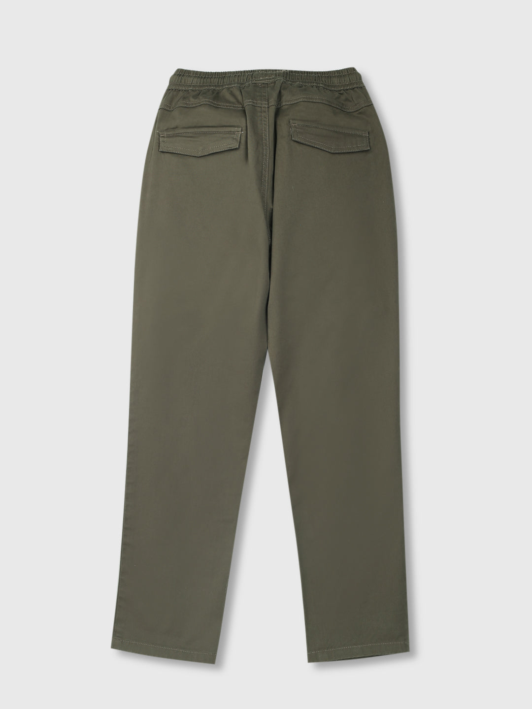 Boys Green Solid Cotton Trouser