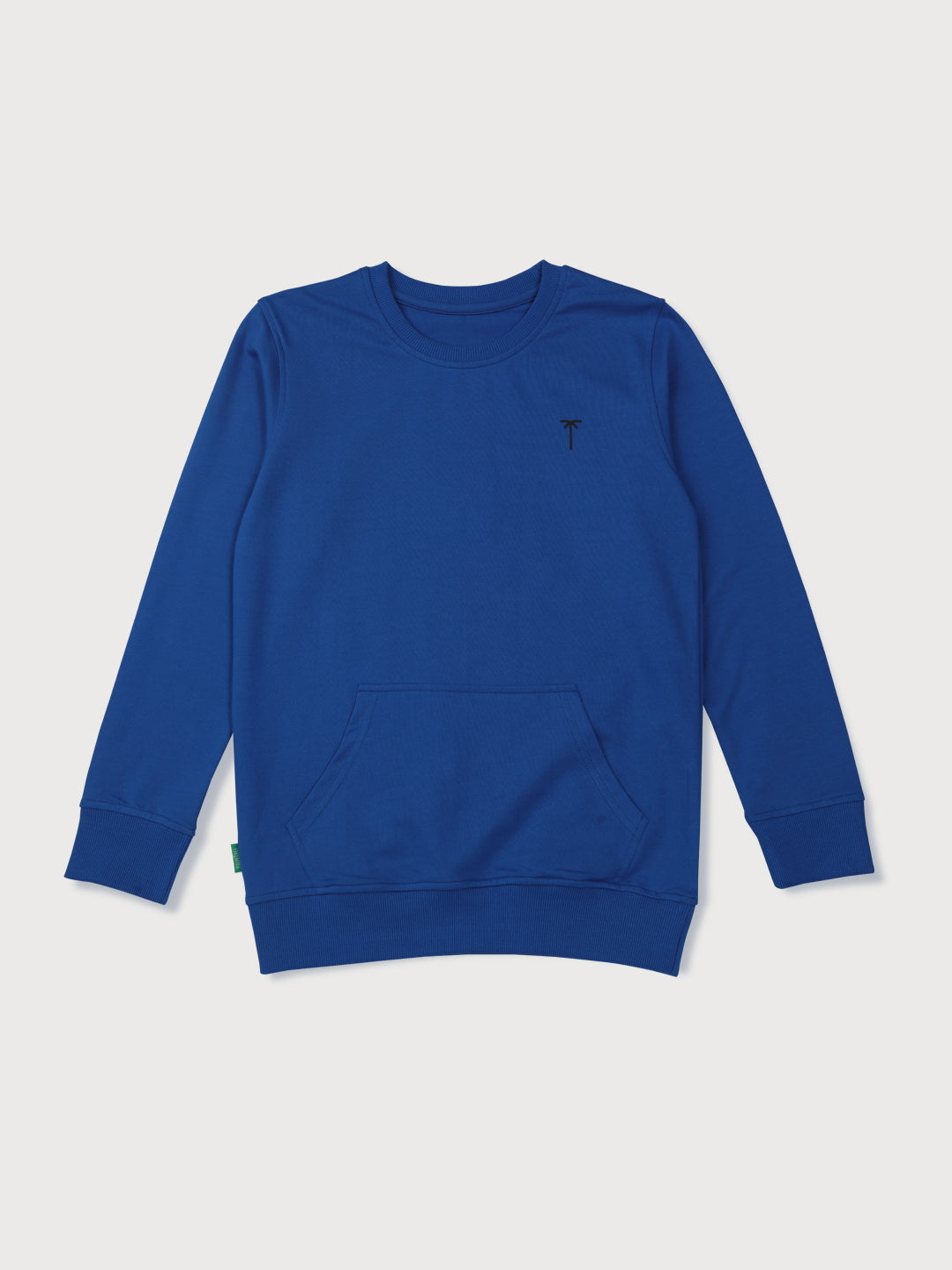 Boys Blue Solid Cotton Sweat Shirt