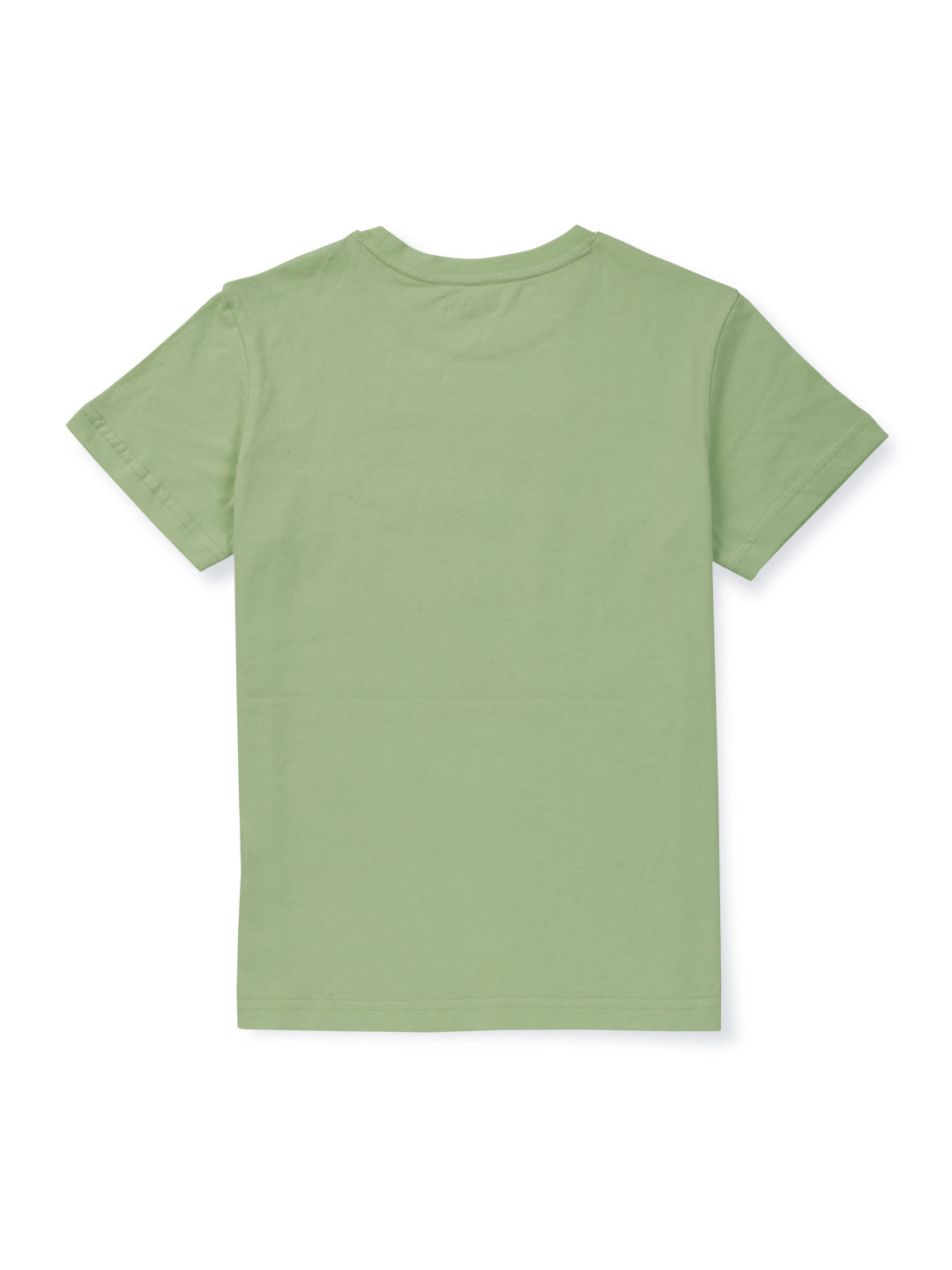 Boys Green Cotton Solid T-Shirt