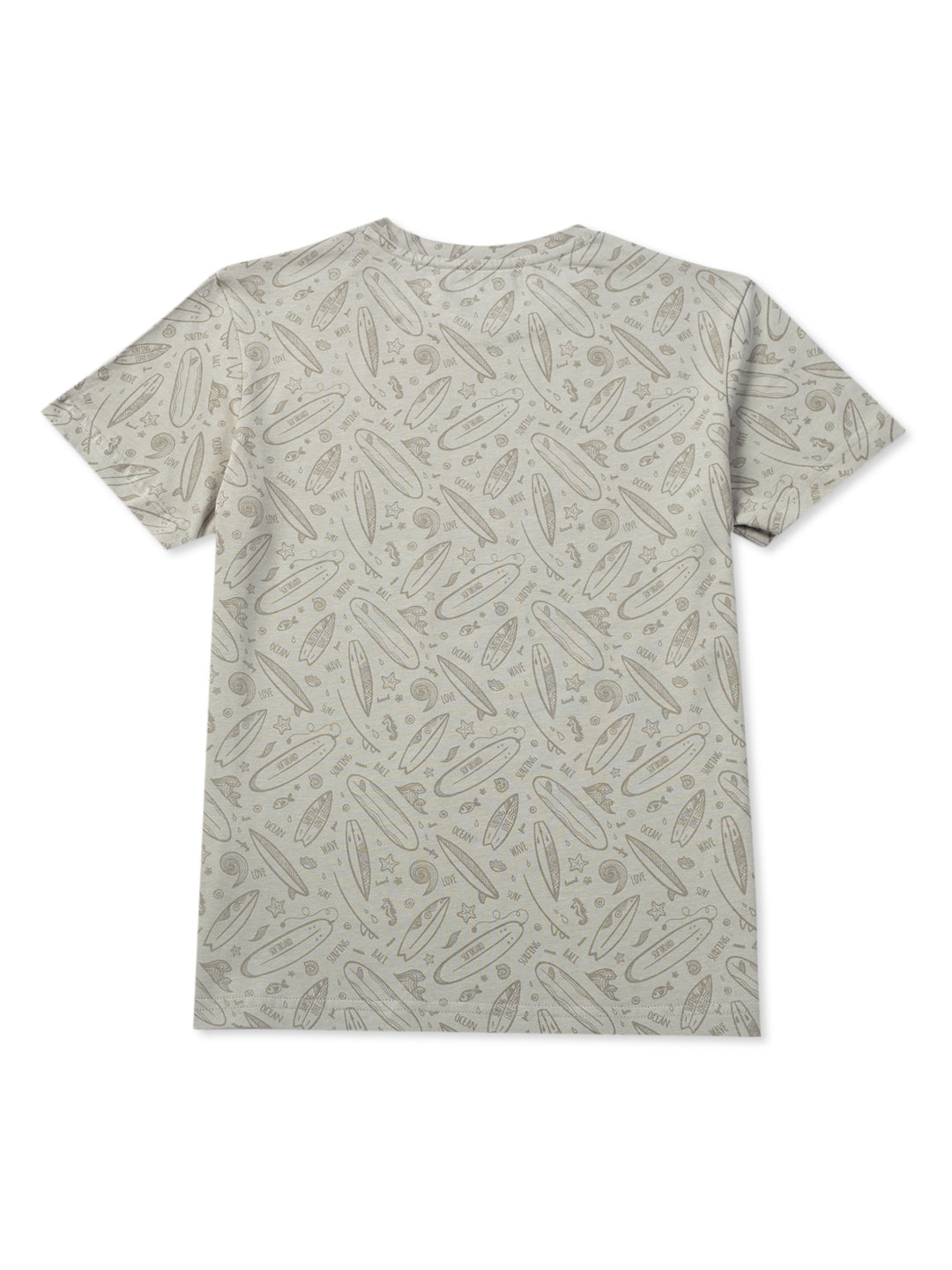 Boys Grey Cotton Printed T-Shirt