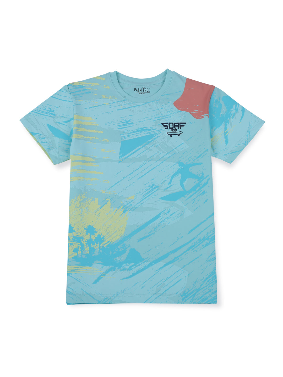 Boys Turquoise Cotton Printed T-Shirt