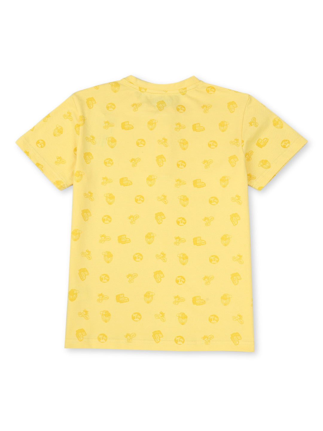 Boys Yellow Cotton Printed T-Shirt