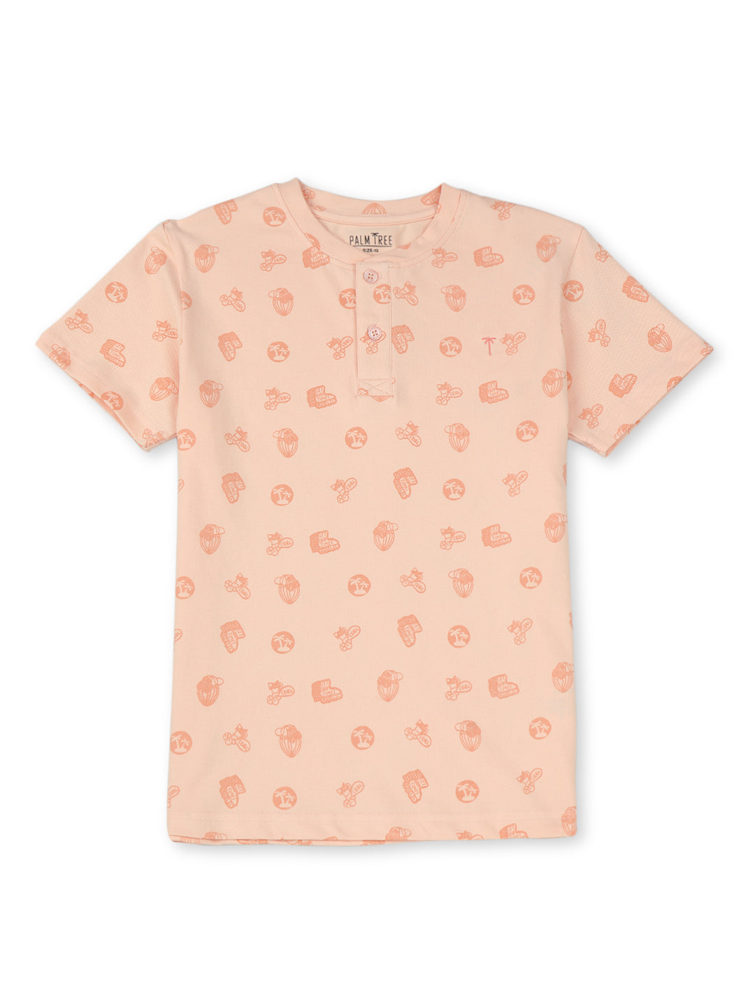 Boys Pink Cotton Printed T-Shirt