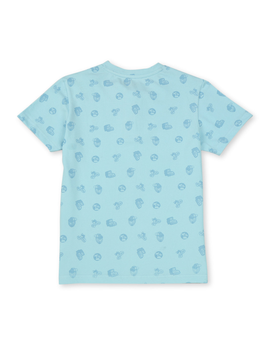Boys Turquoise Cotton Printed T-Shirt