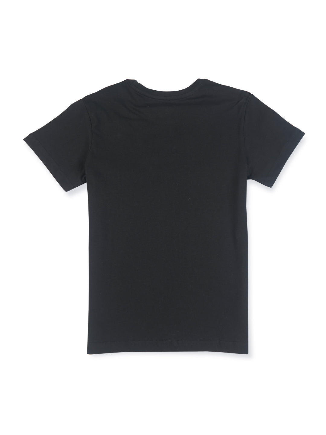 Boys Black Cotton Solid T-Shirt