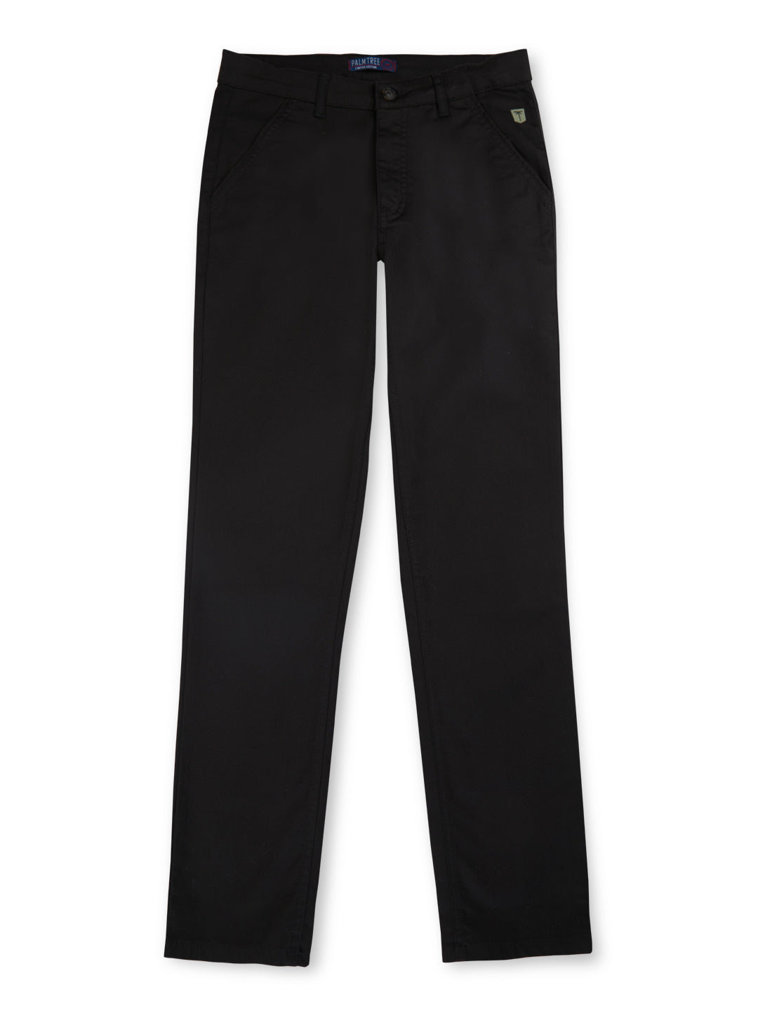 Boys Black Solid Cotton Elasticated Trouser