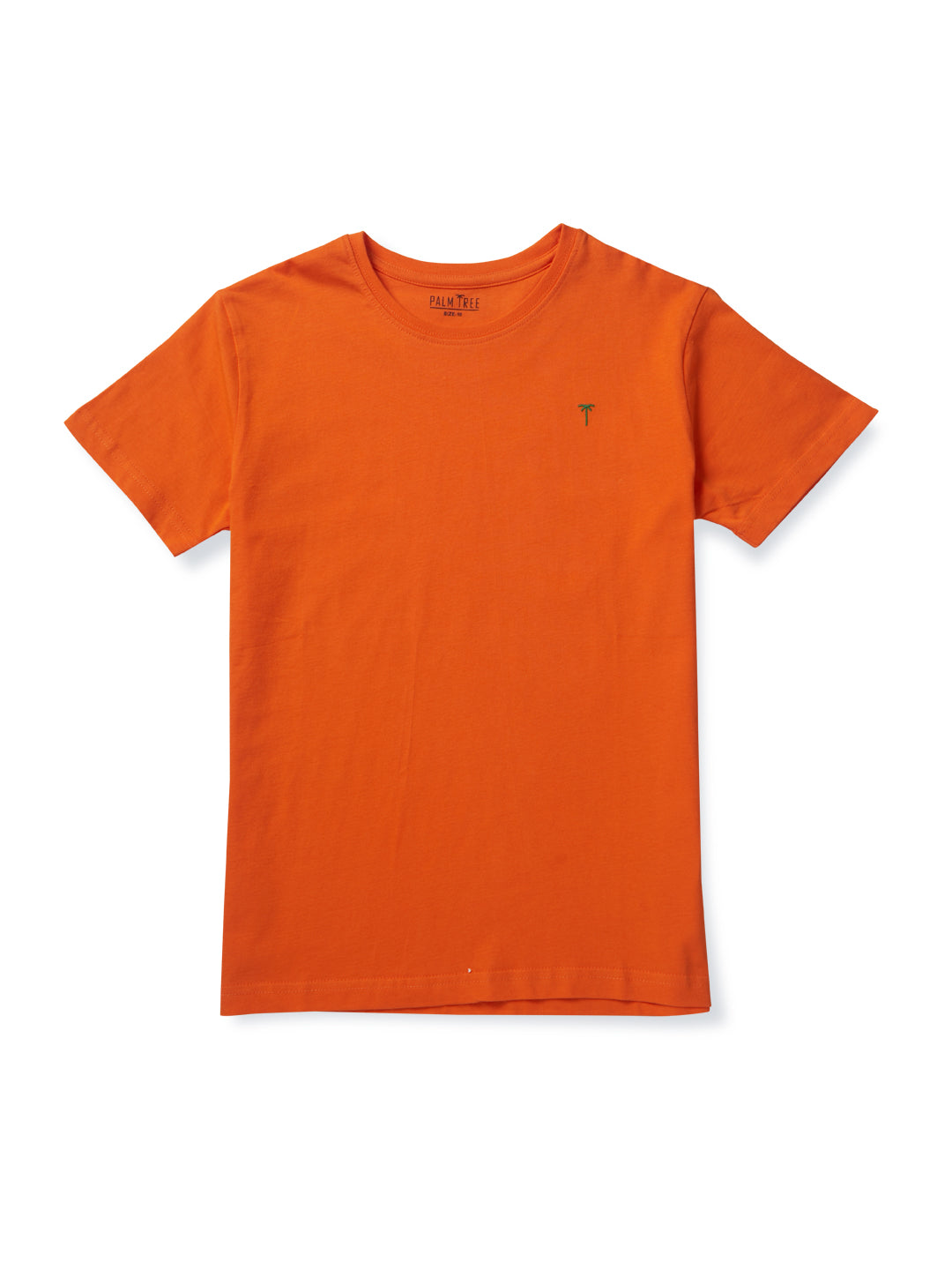 Boys Orange Solid Cotton T-Shirt