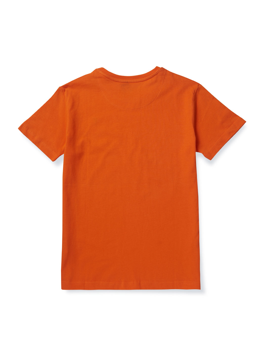 Boys Orange Solid Cotton T-Shirt