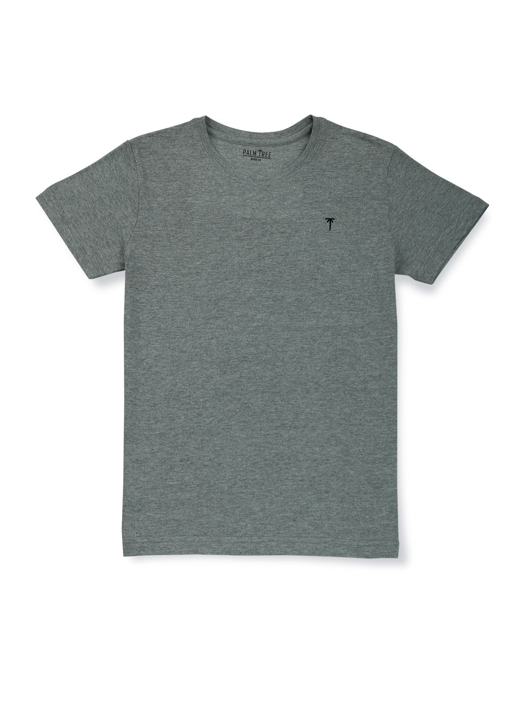 Boys Grey Solid Cotton T-Shirt