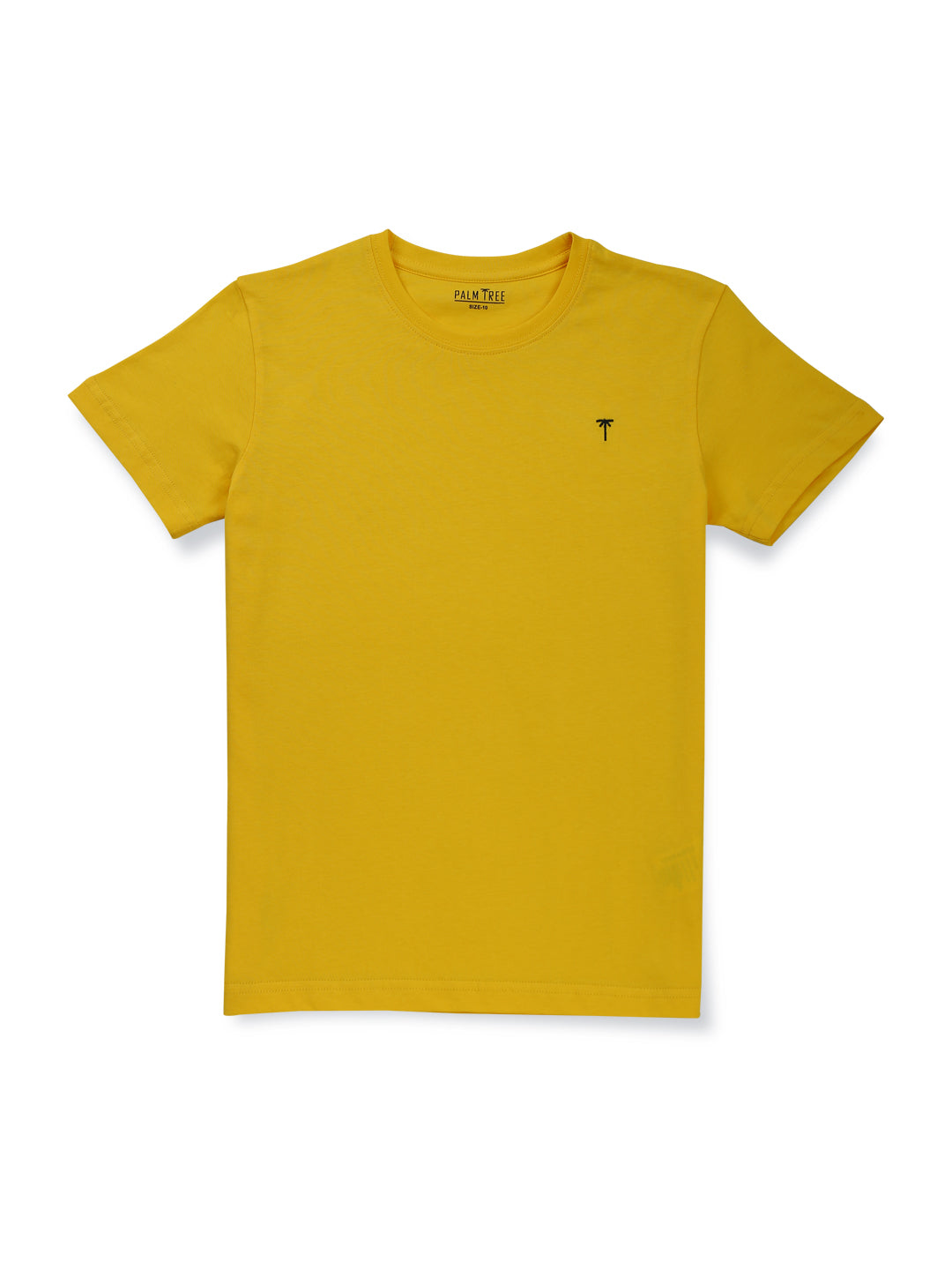 Boys Mustard Solid Cotton T-Shirt