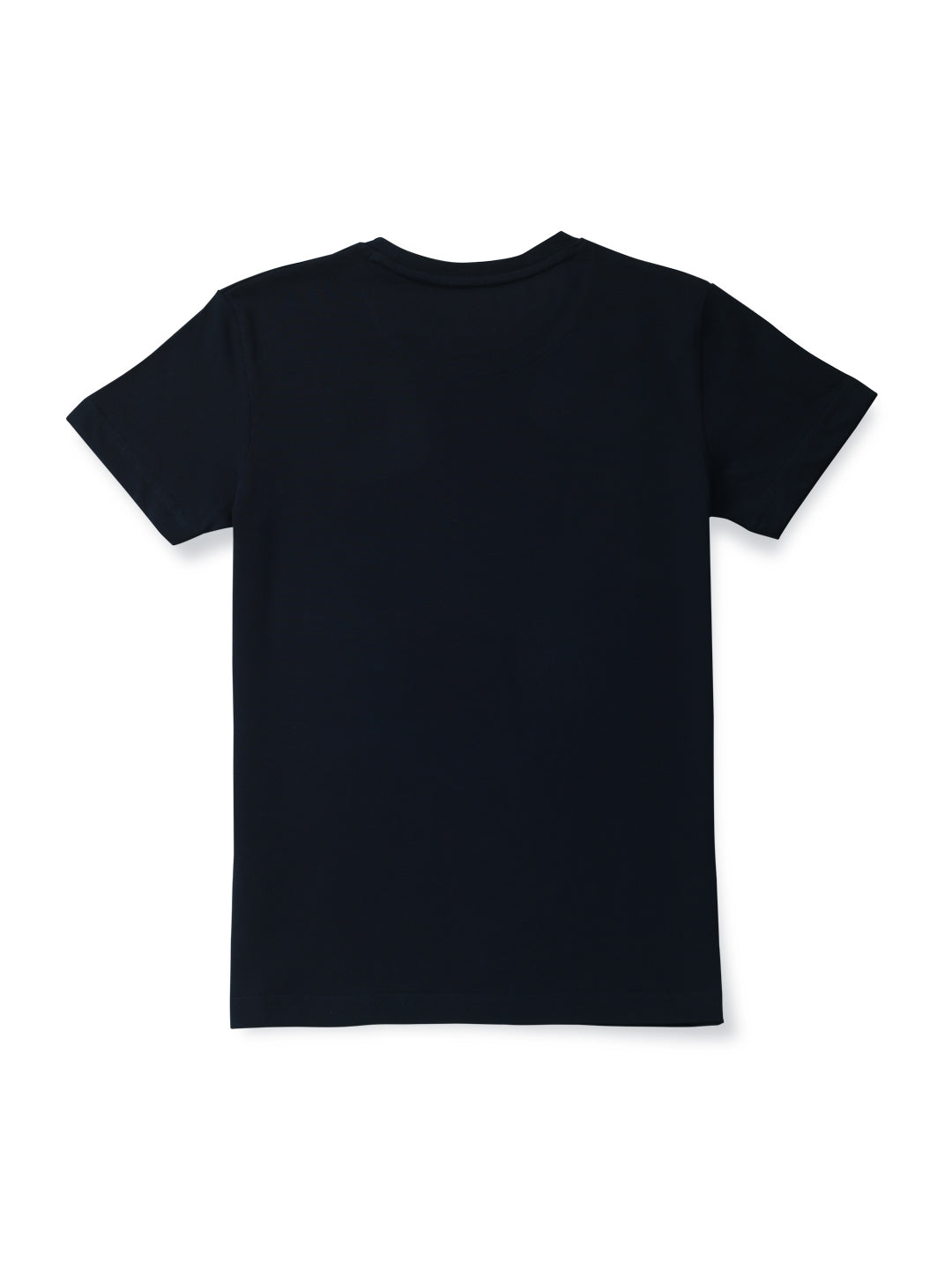 Boys Navy Blue Solid Cotton T-Shirt