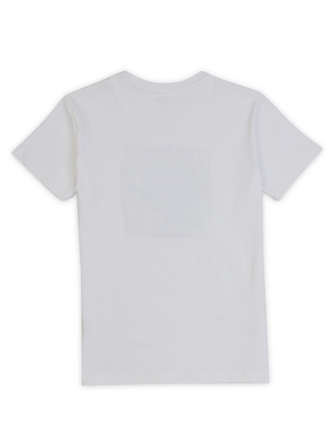 Boys White Printed  Cotton T-Shirt