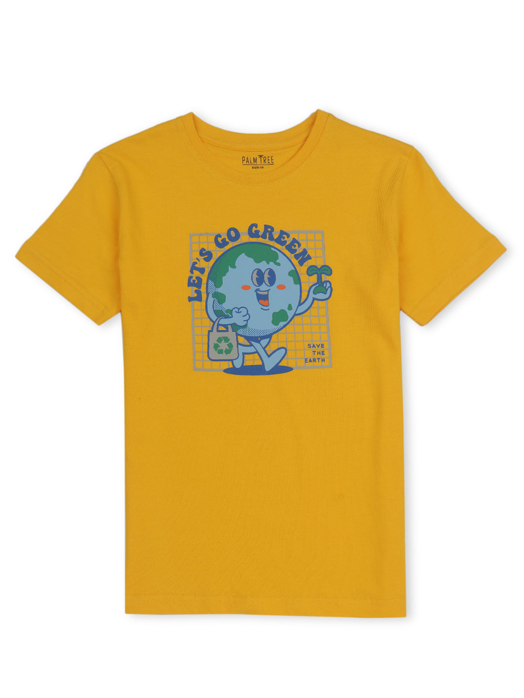 Boys Yellow Printed Cotton T-Shirt