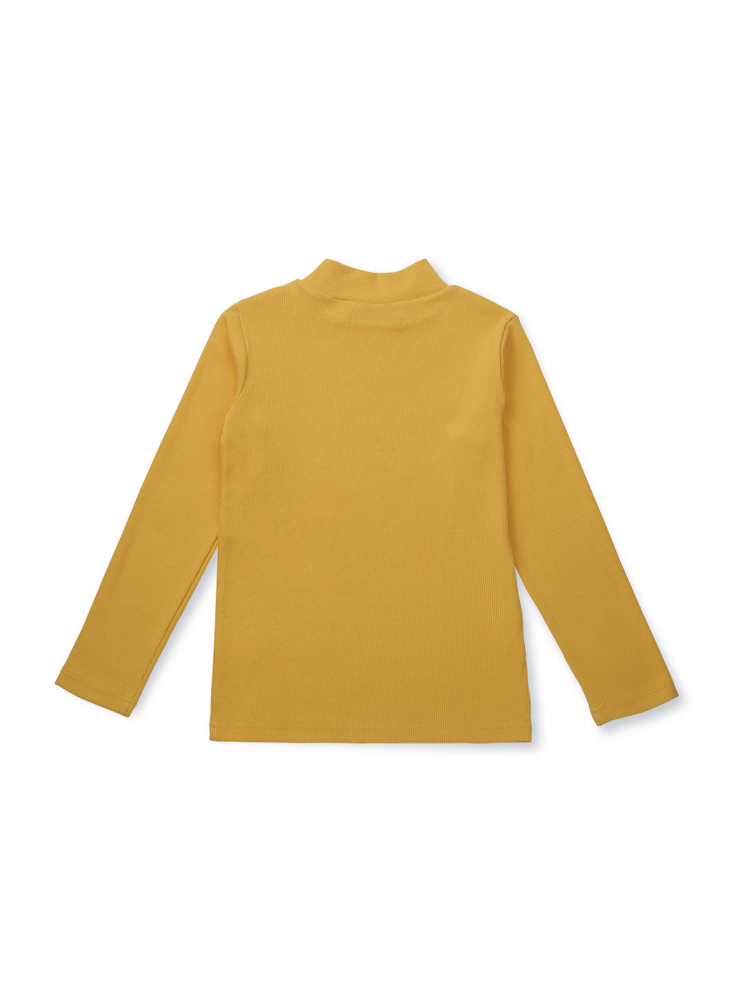 Girls Mustard Solid Cotton Skivy