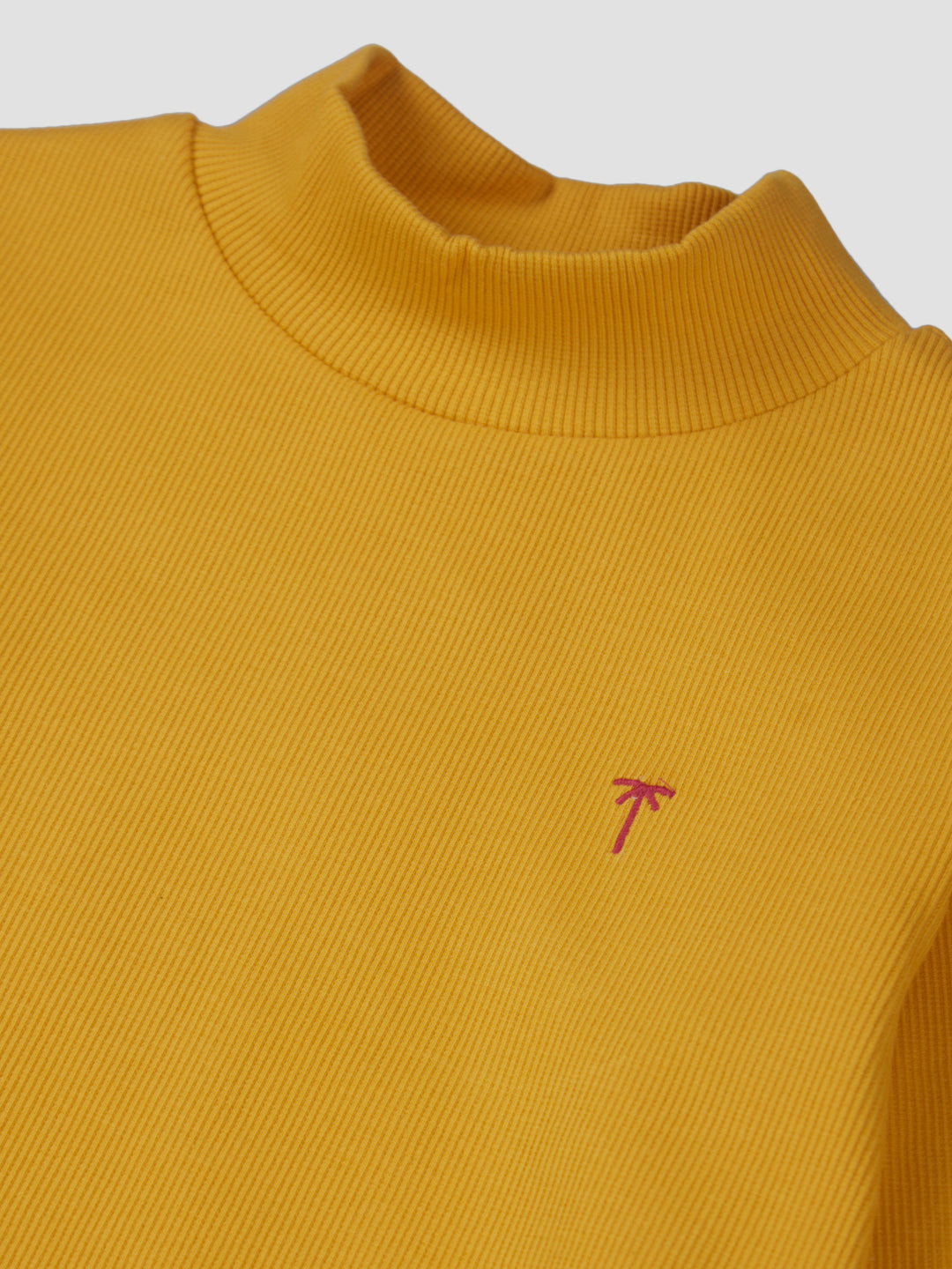 Girls Yellow Solid Cotton Skivy