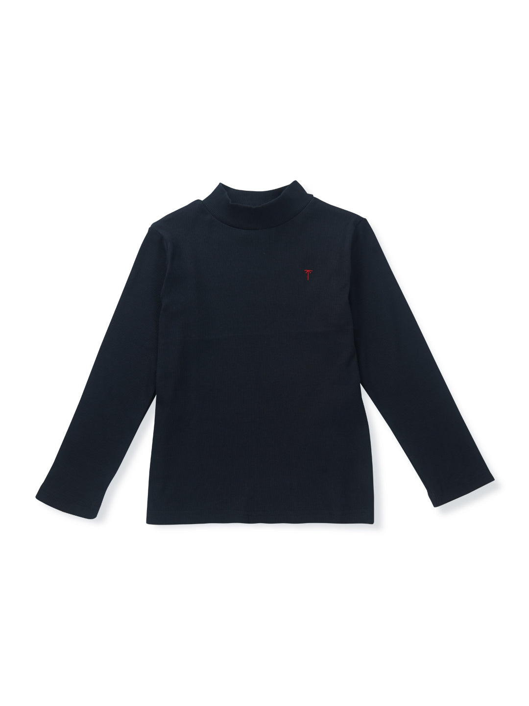 Girls Navy Blue Solid Cotton Knits Top
