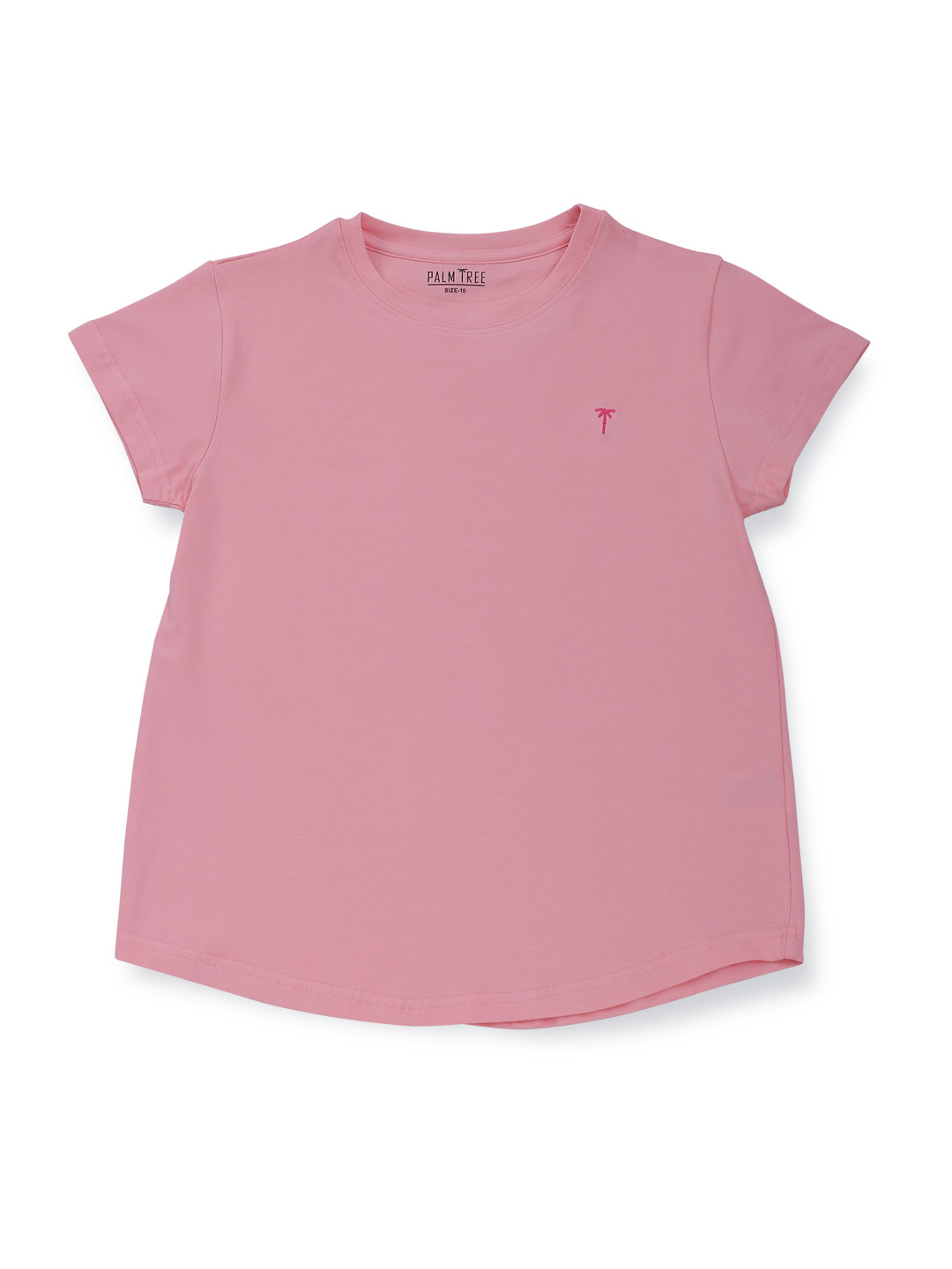 Girls Pink Solid Cotton Knits Top