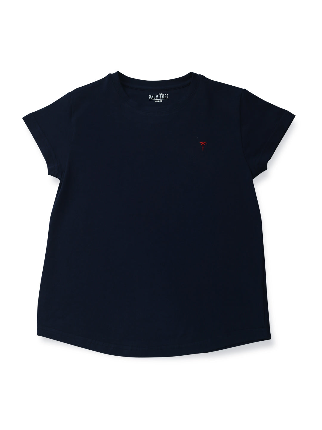 Girls Navy Blue Solid Cotton Knit Top