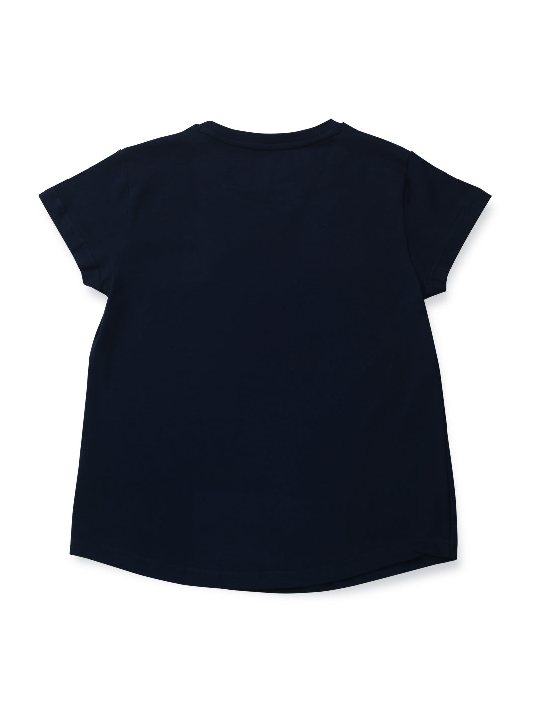 Girls Navy Blue Solid Cotton Knit Top