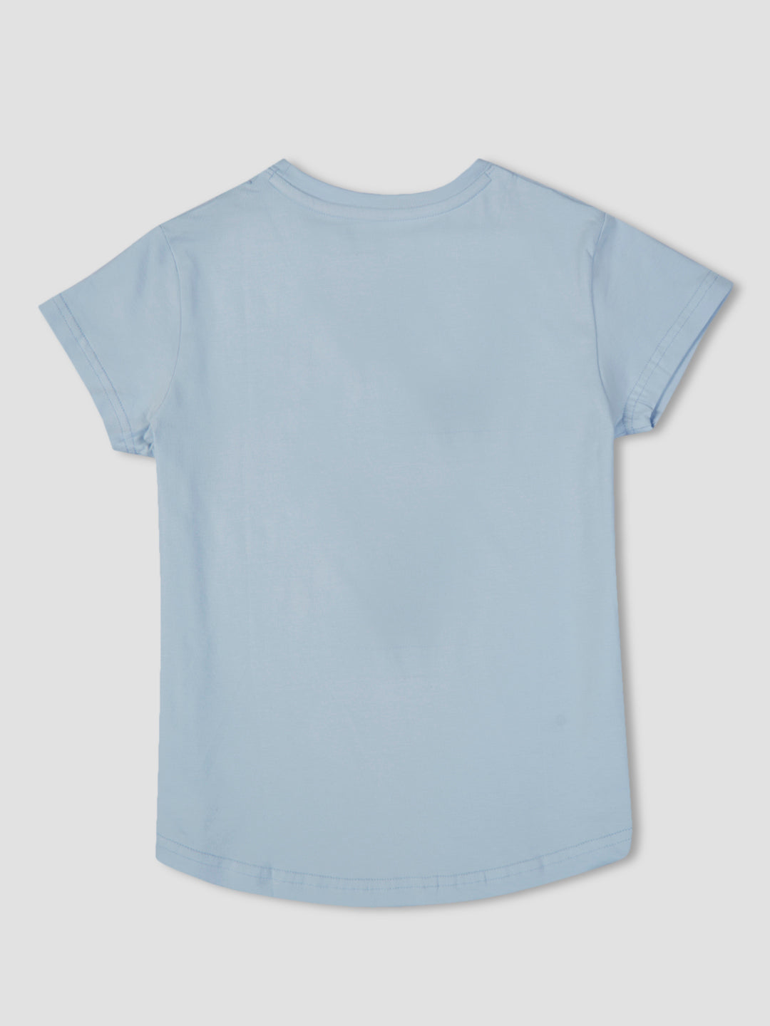 Girls Blue Solid Cotton Polo T-Shirt