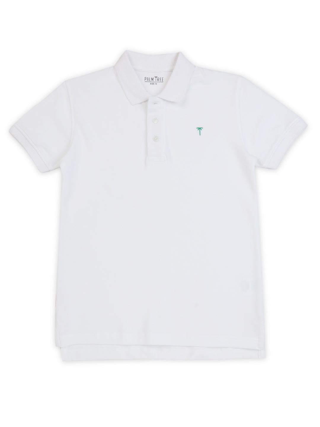 Boys White Solid Cotton Polo T-Shirt
