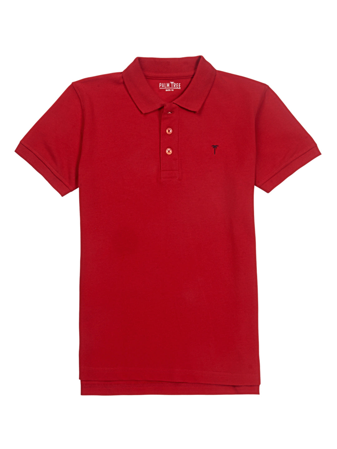 Boys Red Solid Cotton Polo T-Shirt