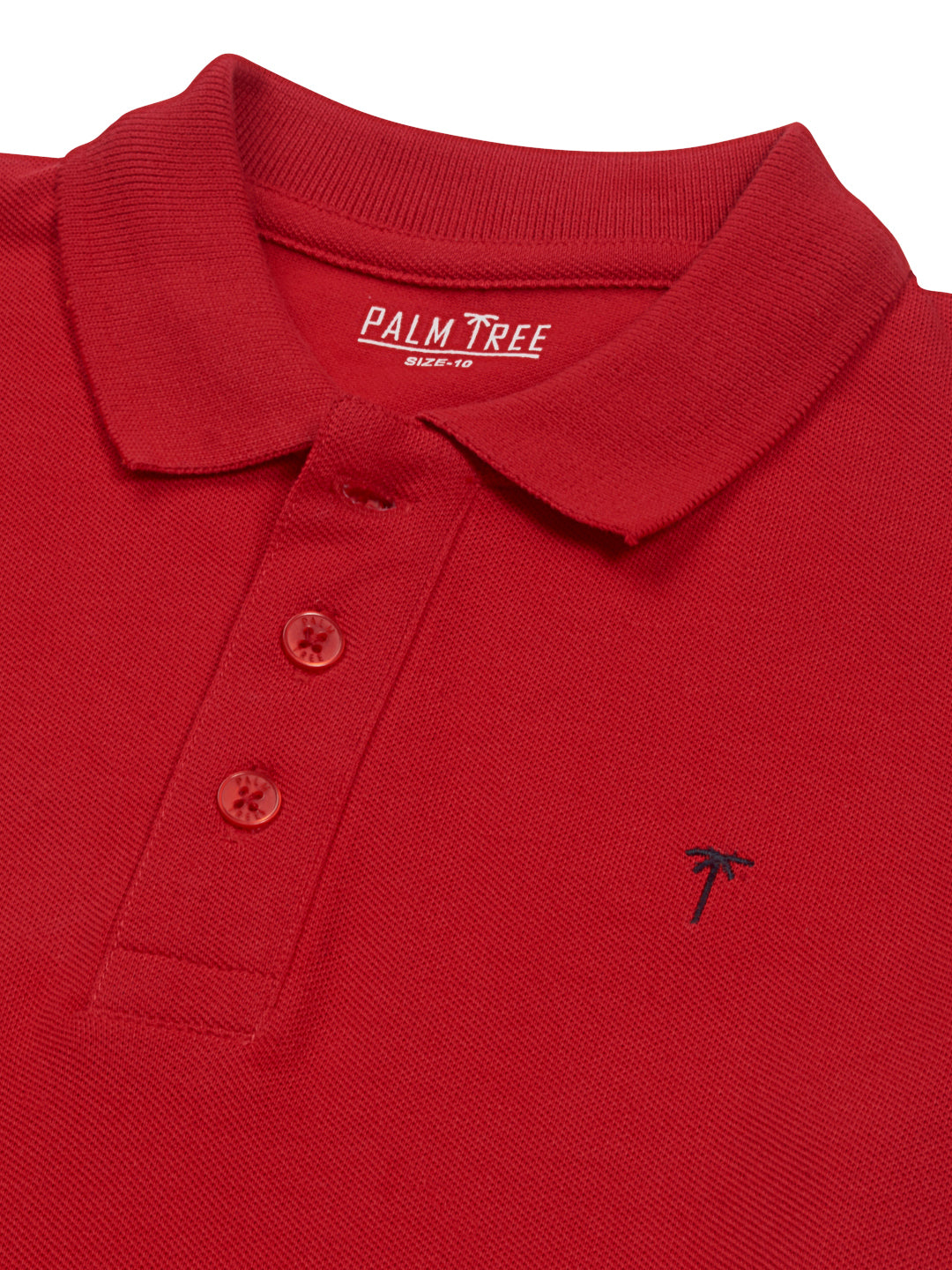 Boys Red Solid Cotton Polo T-Shirt