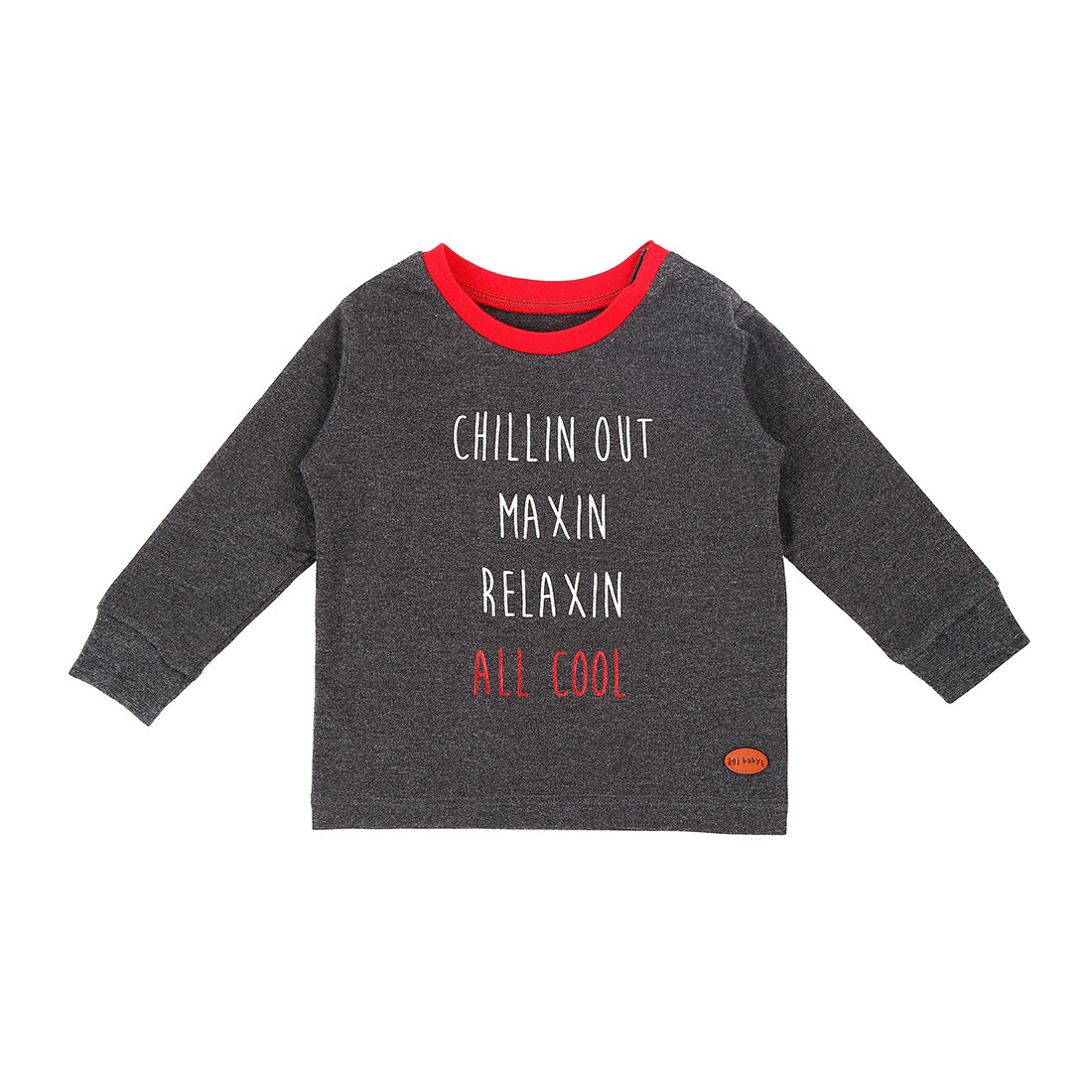 Gj Baby Boys Black Cotton Chest Printed Full Sleeves T-Shirt