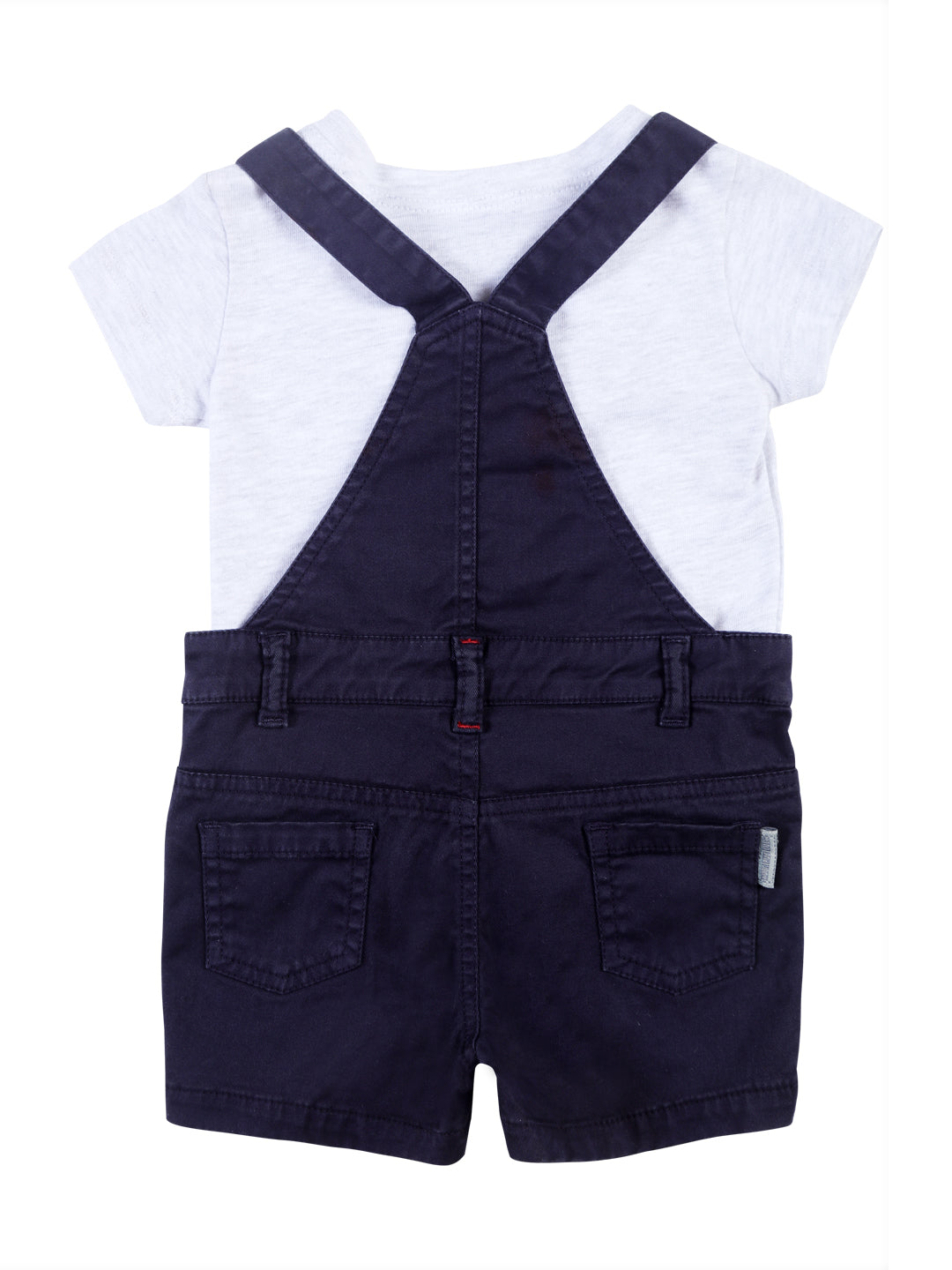 Baby Boys Navy Blue Solid Woven Dungree