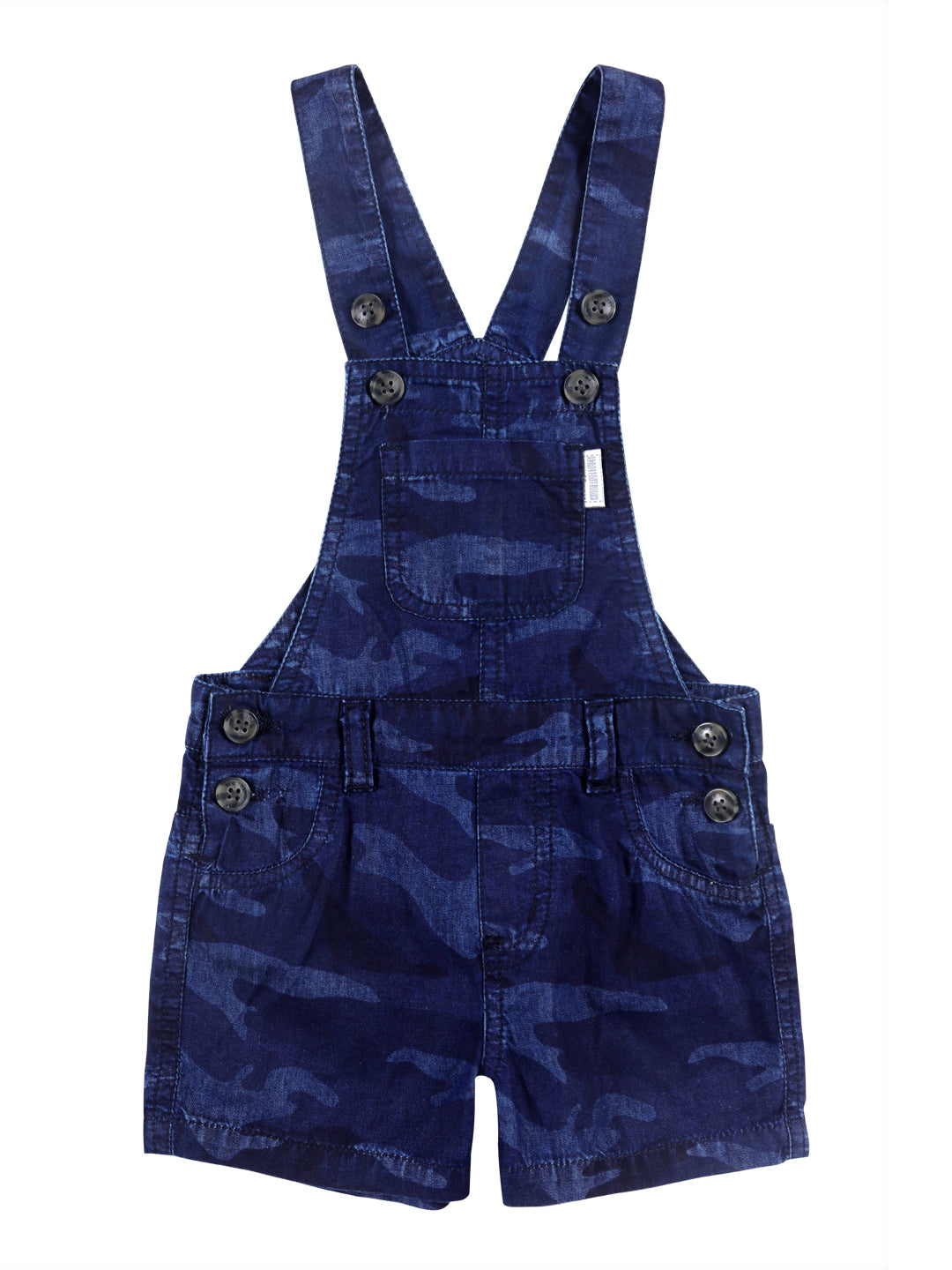 Baby Boys Navy Blue Solid Woven Dungree Set