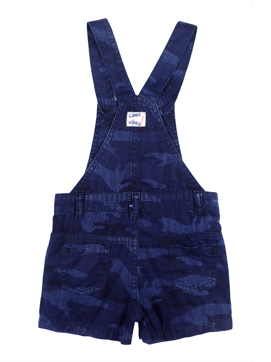 Baby Boys Navy Blue Solid Woven Dungree Set